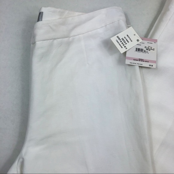 NWT Kasper Linen Straight Leg Pants | Lily White | Size 6 - Picture 5 of 11
